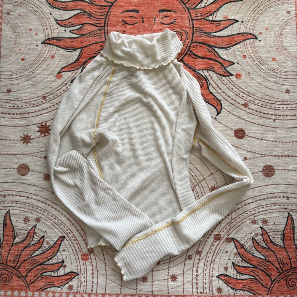 Urban Outfitters Cream Ribbed Knit Top
